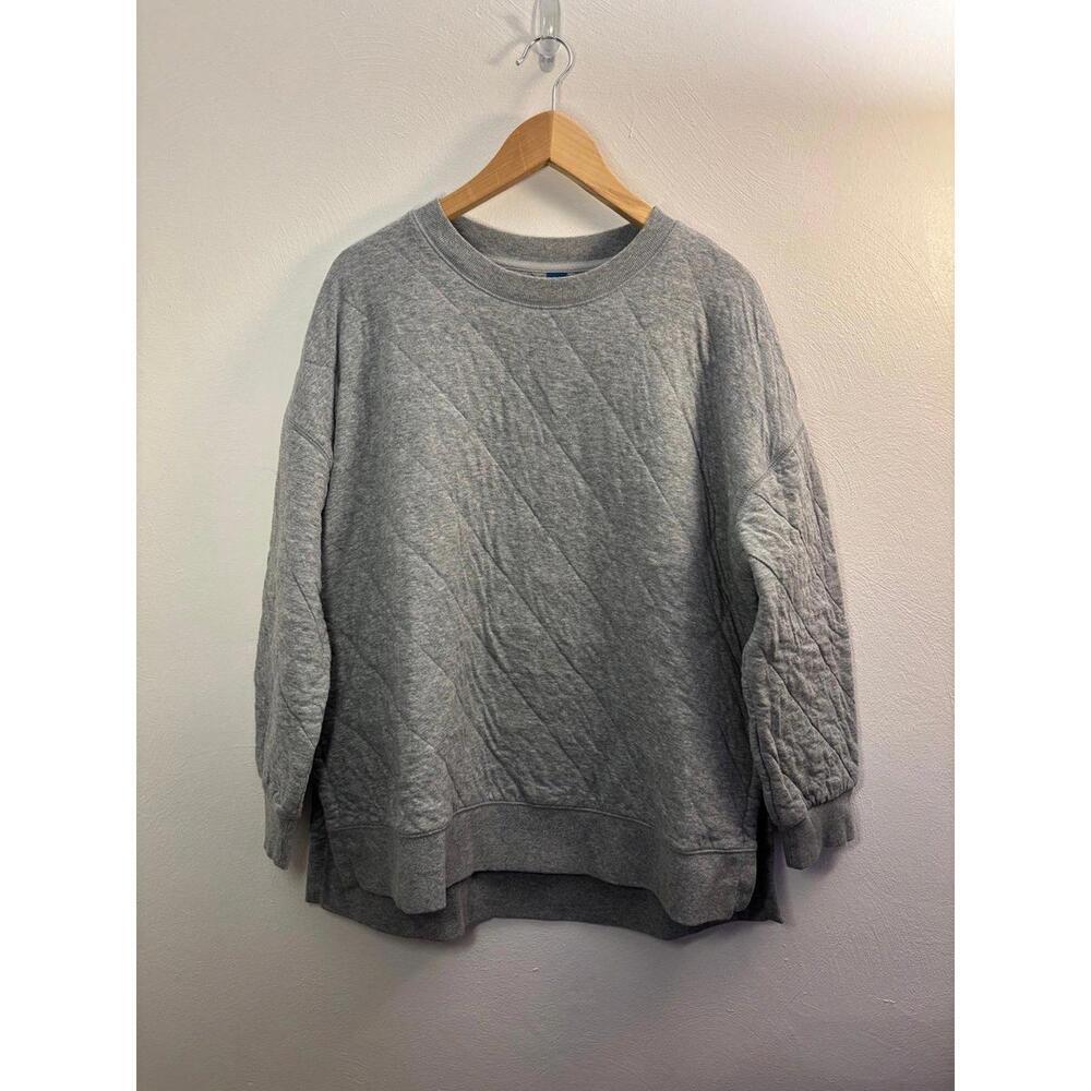 Old Navy Oversized Quilted Light Gray Sweatshirt Size Large